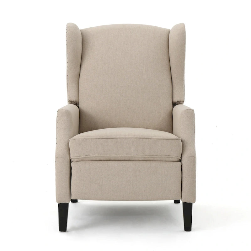 Fauteuil inclinable à oreilles, une place, coloris Blé / Bleu marine