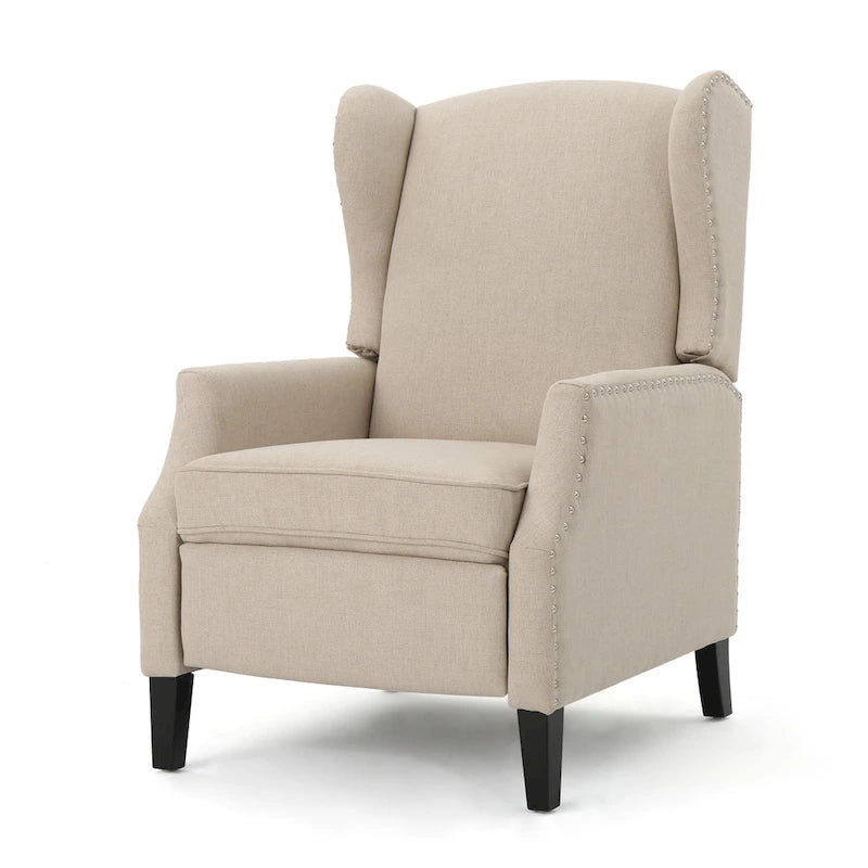Fauteuil inclinable à oreilles, une place, coloris Blé / Bleu marine