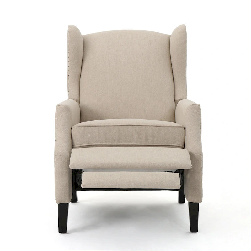 Fauteuil inclinable à oreilles, une place, coloris Blé / Bleu marine