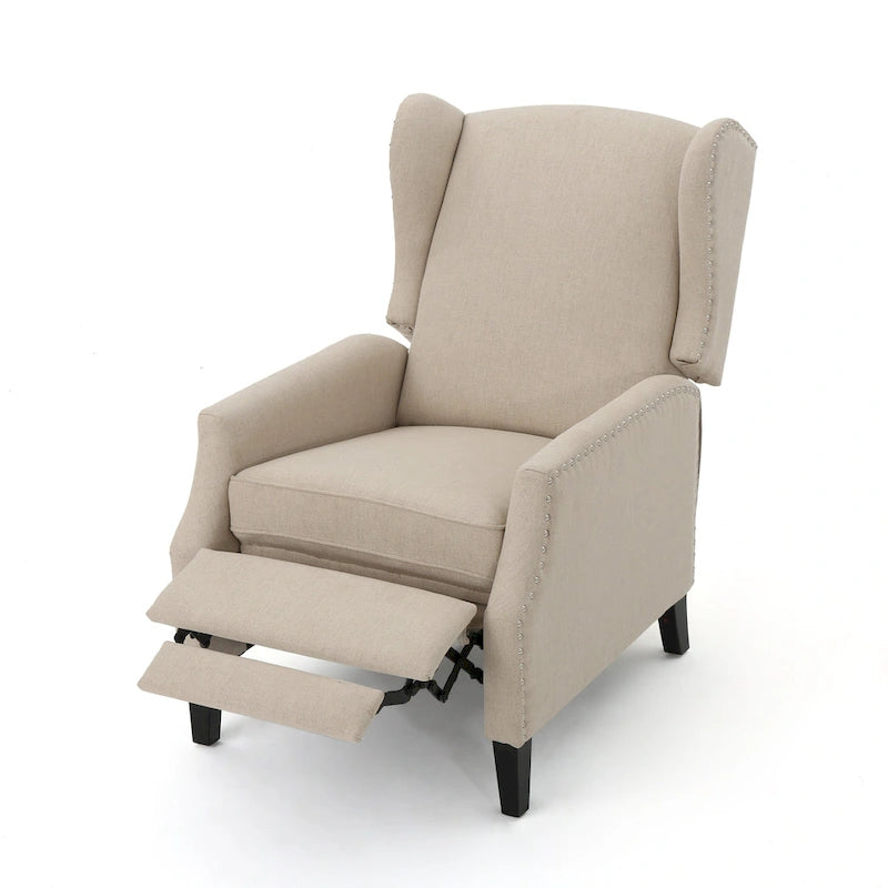 Fauteuil inclinable à oreilles, une place, coloris Blé / Bleu marine