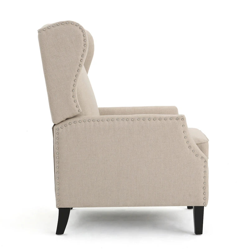 Fauteuil inclinable à oreilles, une place, coloris Blé / Bleu marine