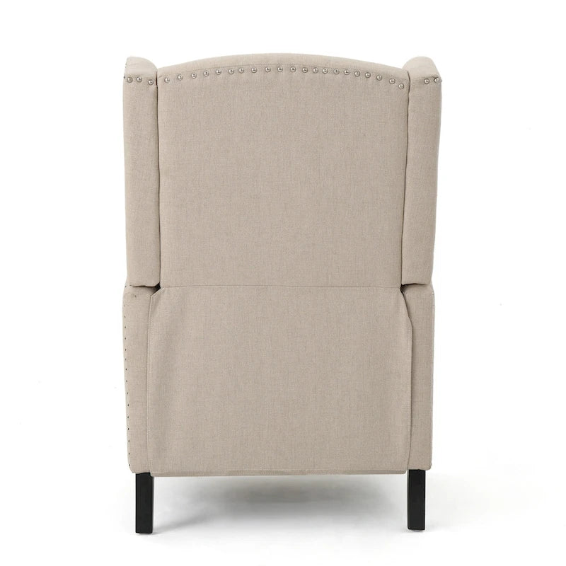 Fauteuil inclinable à oreilles, une place, coloris Blé / Bleu marine