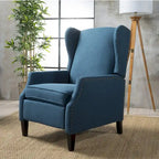 Fauteuil inclinable à oreilles, une place, coloris Blé / Bleu marine