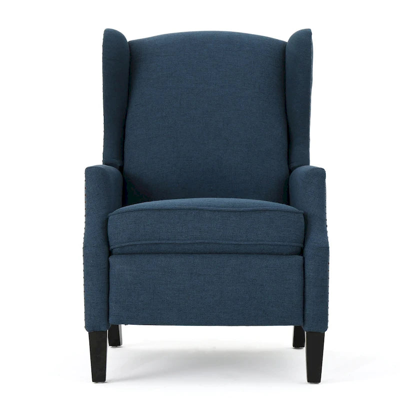 Fauteuil inclinable à oreilles, une place, coloris Blé / Bleu marine