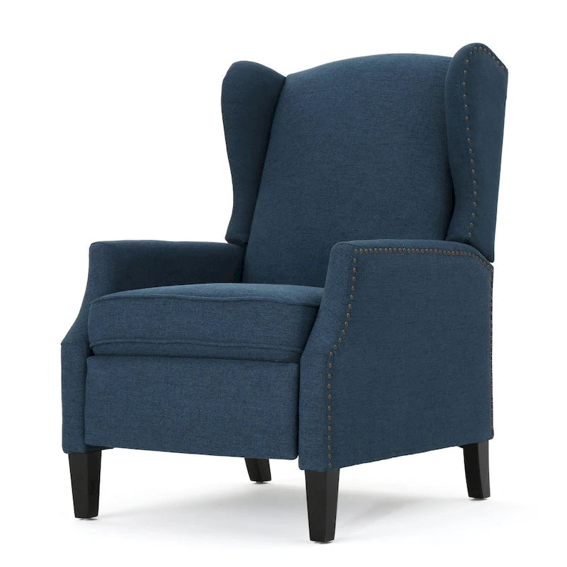 Fauteuil inclinable à oreilles, une place, coloris Blé / Bleu marine