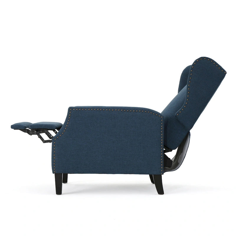 Fauteuil inclinable à oreilles, une place, coloris Blé / Bleu marine