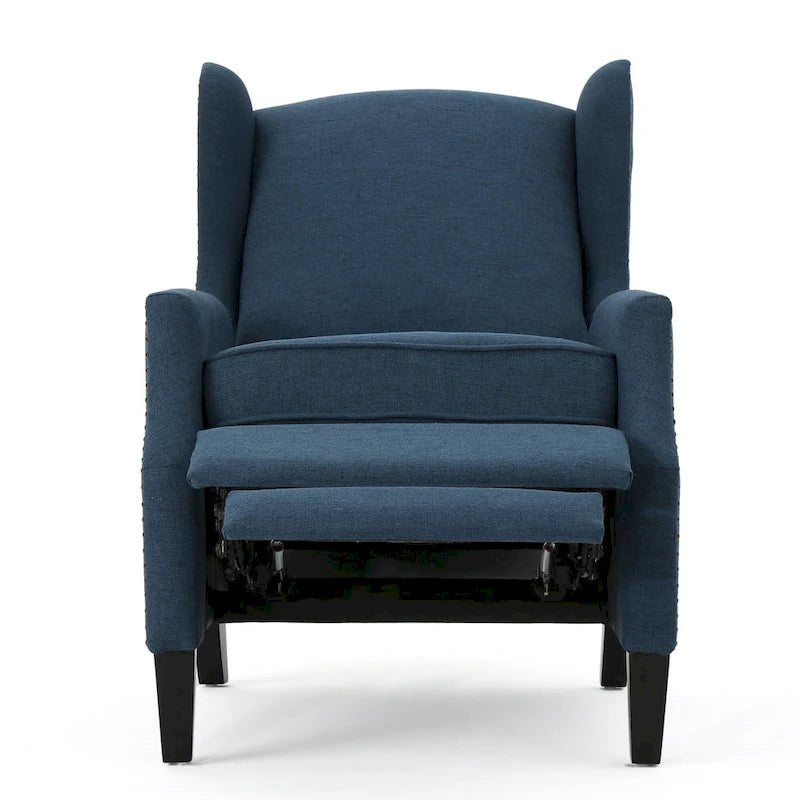 Fauteuil inclinable à oreilles, une place, coloris Blé / Bleu marine