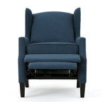 Fauteuil inclinable à oreilles, une place, coloris Blé / Bleu marine
