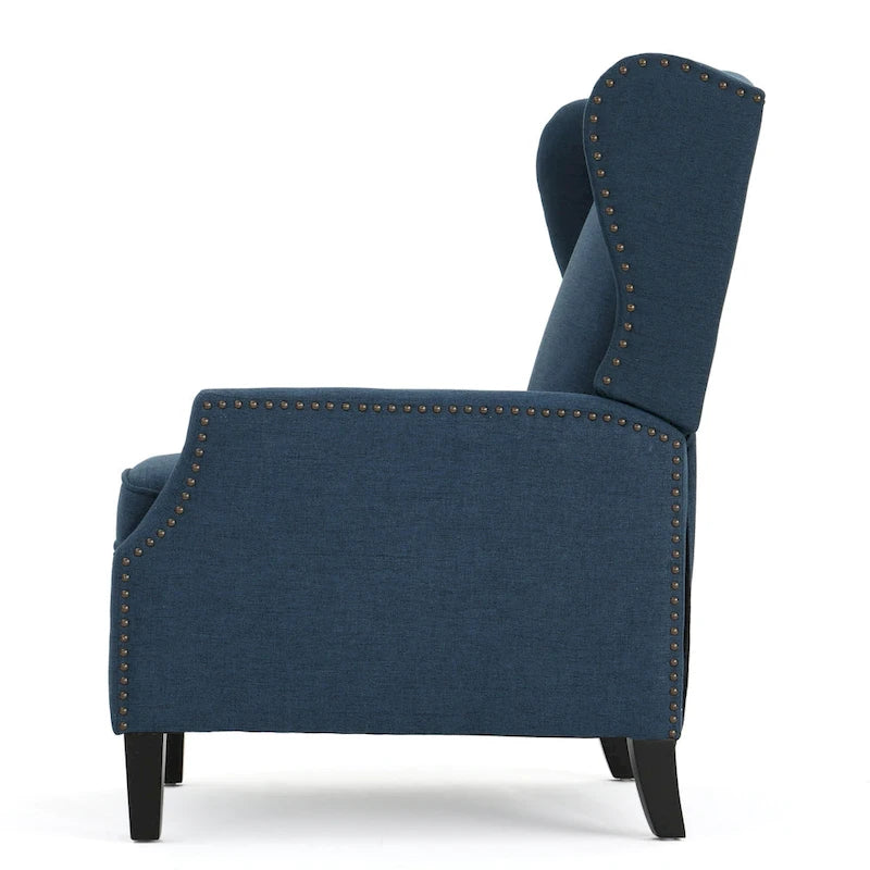 Fauteuil inclinable à oreilles, une place, coloris Blé / Bleu marine