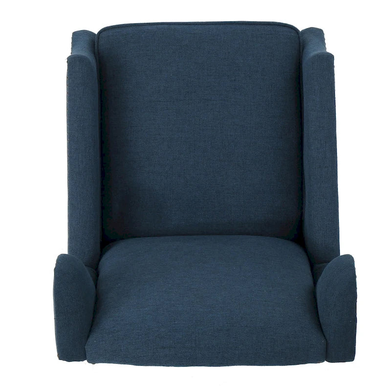 Fauteuil inclinable à oreilles, une place, coloris Blé / Bleu marine