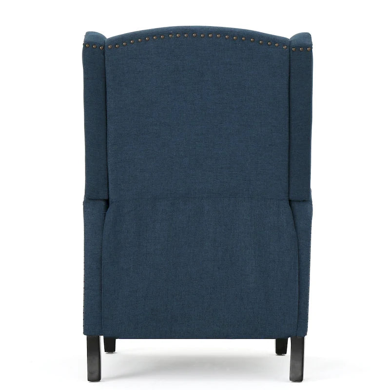 Fauteuil inclinable à oreilles, une place, coloris Blé / Bleu marine