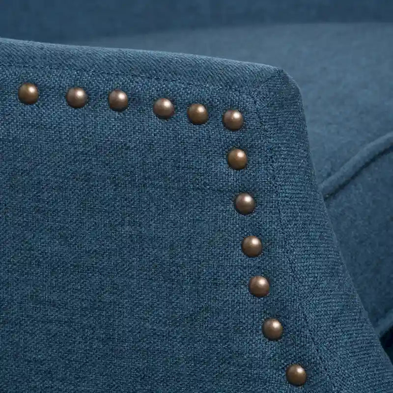 Fauteuil inclinable à oreilles, une place, coloris Blé / Bleu marine