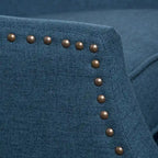 Fauteuil inclinable à oreilles, une place, coloris Blé / Bleu marine