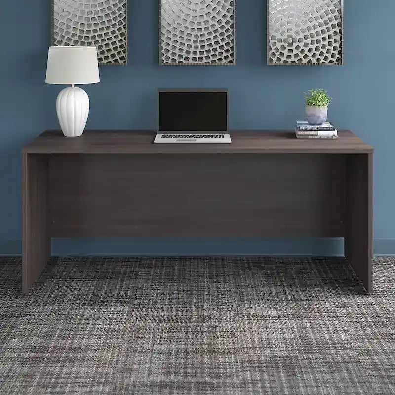 Bureau crédence moderne Noyer américain / Chêne sable / Gris orage / Noyer noir, 72"L x 24"P, Monoposte
