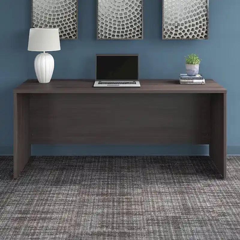 Bureau crédence moderne Noyer américain / Chêne sable / Gris orage / Noyer noir, 72"L x 24"P, Monoposte
