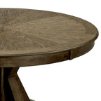 Table à manger ronde en chêne clair, pied central, 4 places