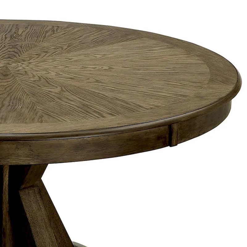 Table à manger ronde en chêne clair, pied central, 4 places