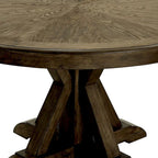 Table à manger ronde en chêne clair, pied central, 4 places