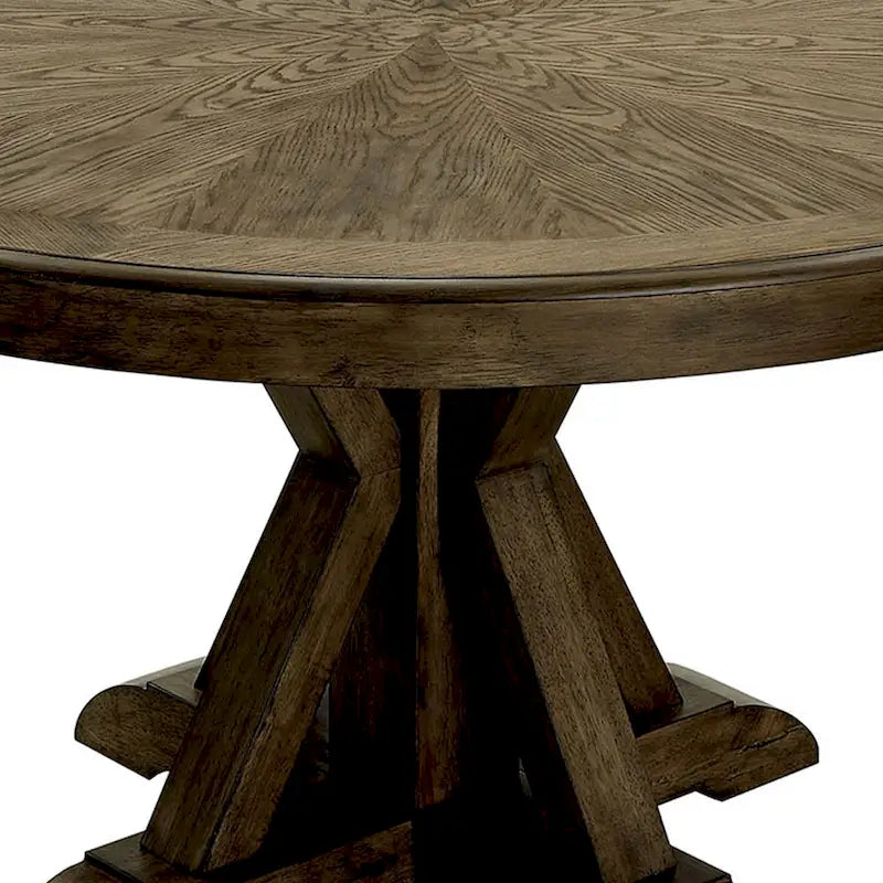 Table à manger ronde en chêne clair, pied central, 4 places