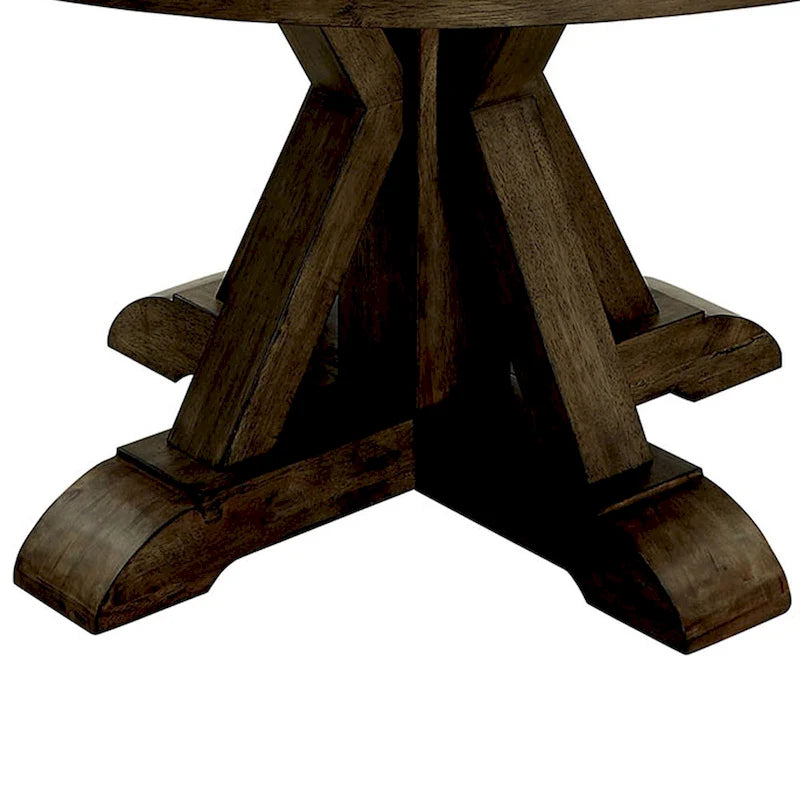 Table à manger ronde en chêne clair, pied central, 4 places