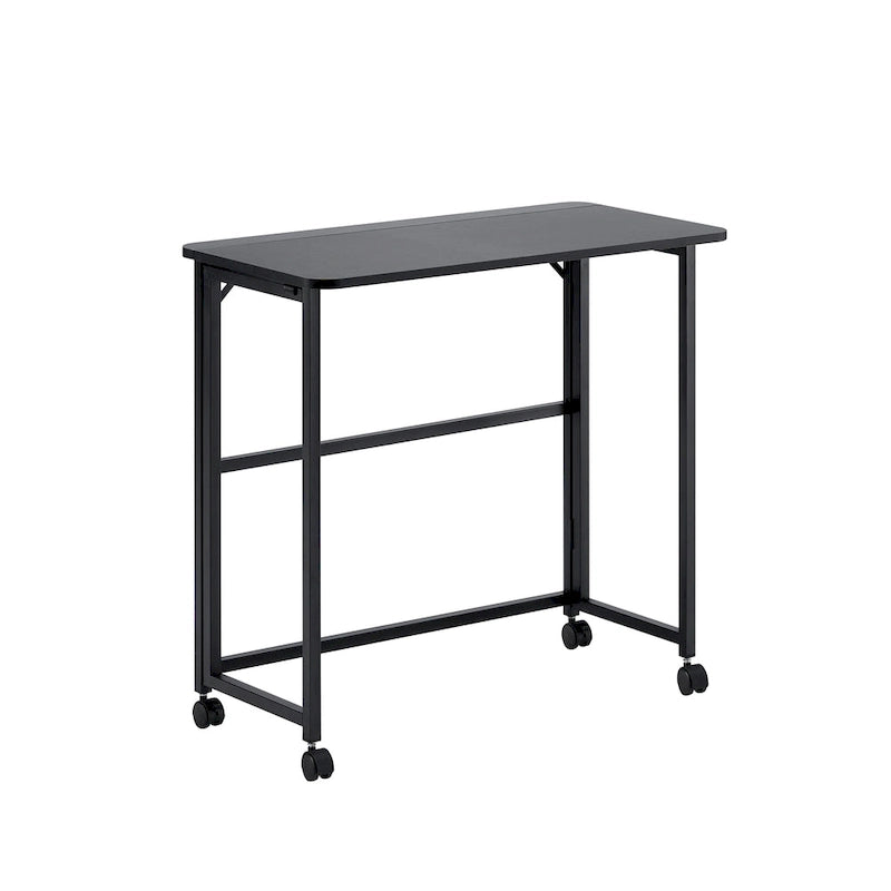 Bureau pliable noir une personne sur roulettes