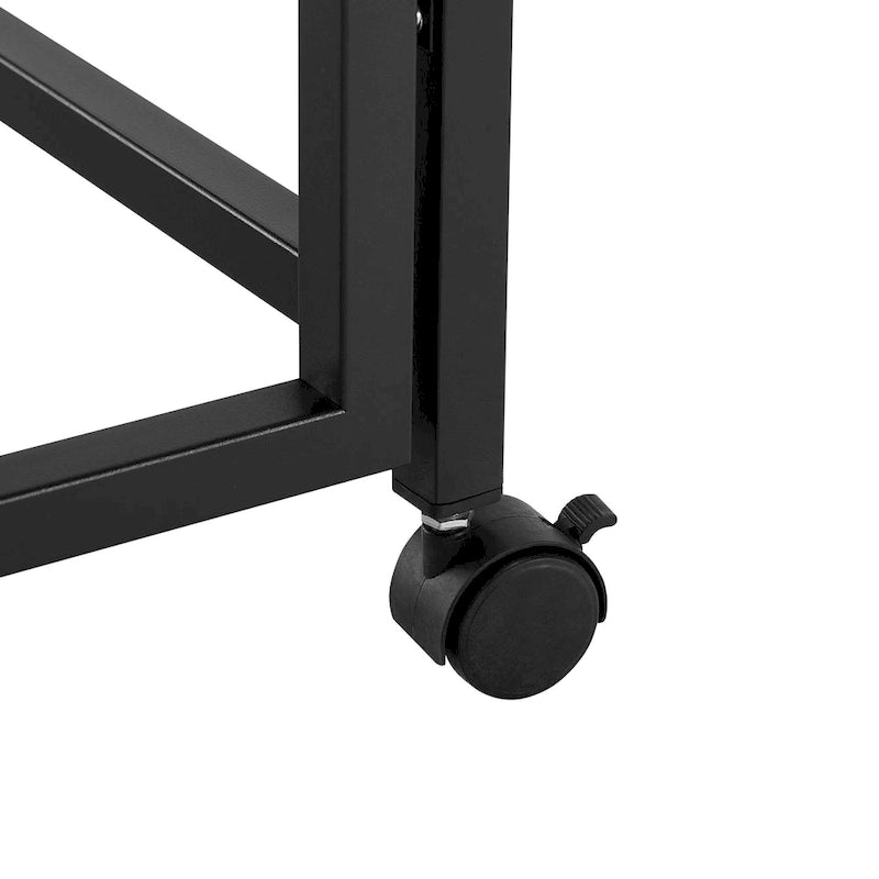 Bureau pliable noir une personne sur roulettes