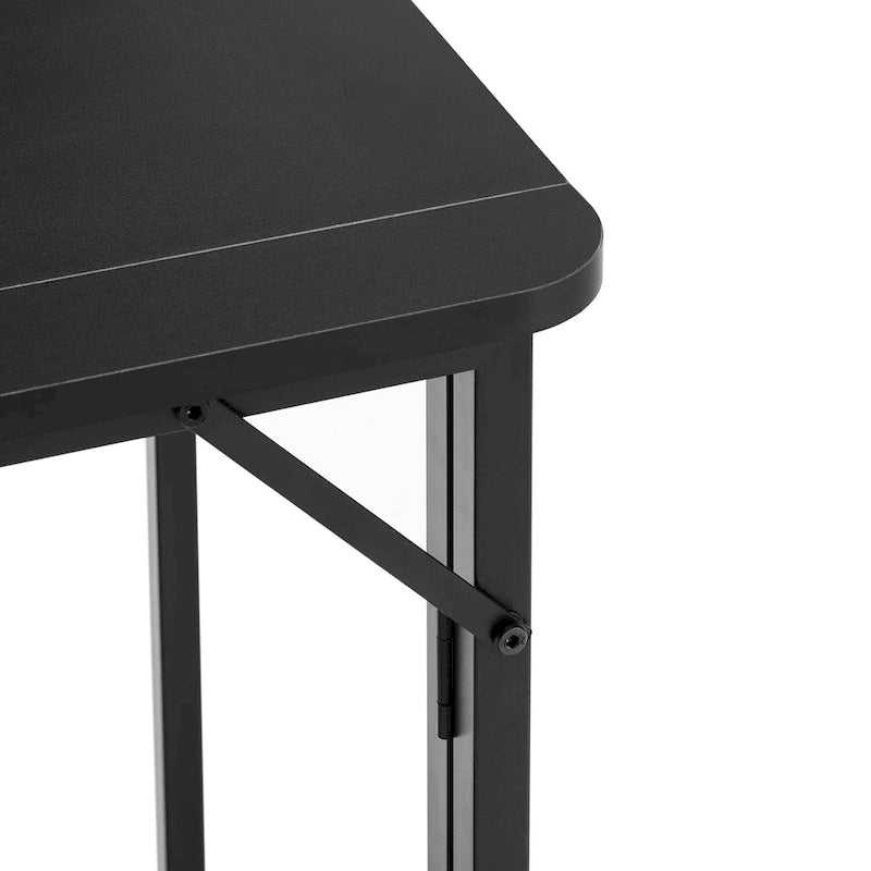 Bureau pliable noir une personne sur roulettes