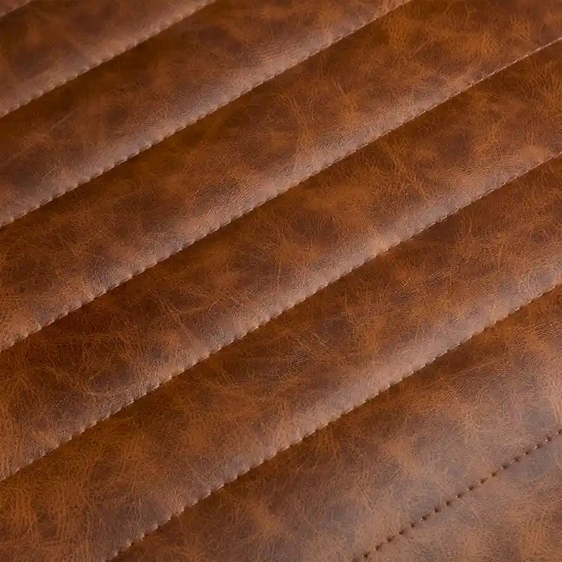 Tabourets de bar en PU marron, lot de 2, avec cadre en fer, dossier et repose-pieds