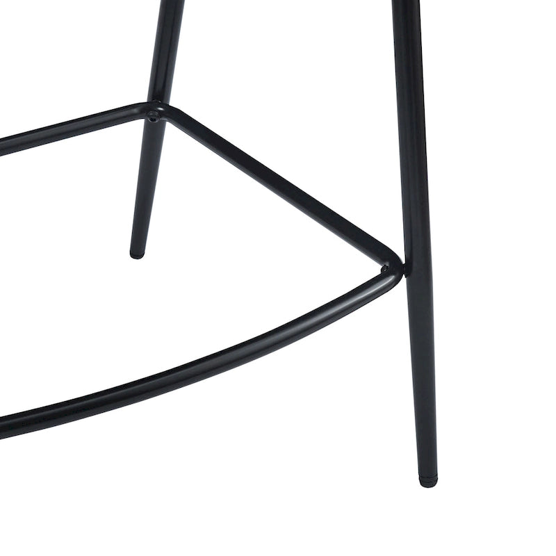 Tabourets de bar en PU marron, lot de 2, avec cadre en fer, dossier et repose-pieds