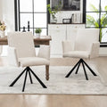 Chaise de salle à manger pivotante en bouclette beige/vert avec accoudoirs ouverts, vendue à l'unité ou par lot de 2