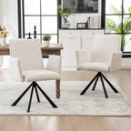 Chaise de salle à manger pivotante en bouclette beige/vert avec accoudoirs ouverts, vendue à l'unité ou par lot de 2