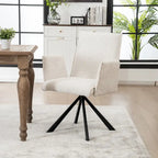 Chaise de salle à manger pivotante en bouclette beige/vert avec accoudoirs ouverts, vendue à l'unité ou par lot de 2