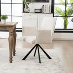 Chaise de salle à manger pivotante en bouclette beige/vert avec accoudoirs ouverts, vendue à l'unité ou par lot de 2