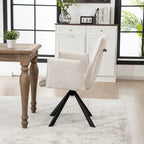 Chaise de salle à manger pivotante en bouclette beige/vert avec accoudoirs ouverts, vendue à l'unité ou par lot de 2