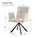 Chaise de salle à manger pivotante en bouclette beige/vert avec accoudoirs ouverts, vendue à l'unité ou par lot de 2