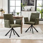Chaise de salle à manger pivotante en bouclette beige/vert avec accoudoirs ouverts, vendue à l'unité ou par lot de 2