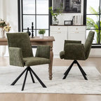 Chaise de salle à manger pivotante en bouclette beige/vert avec accoudoirs ouverts, vendue à l'unité ou par lot de 2