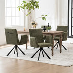 Chaise de salle à manger pivotante en bouclette beige/vert avec accoudoirs ouverts, vendue à l'unité ou par lot de 2