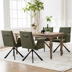 Chaise de salle à manger pivotante en bouclette beige/vert avec accoudoirs ouverts, vendue à l'unité ou par lot de 2