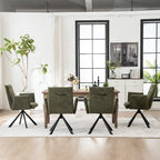 Chaise de salle à manger pivotante en bouclette beige/vert avec accoudoirs ouverts, vendue à l'unité ou par lot de 2