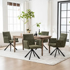 Chaise de salle à manger pivotante en bouclette beige/vert avec accoudoirs ouverts, vendue à l'unité ou par lot de 2