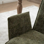 Chaise de salle à manger pivotante en bouclette beige/vert avec accoudoirs ouverts, vendue à l'unité ou par lot de 2