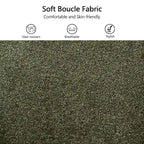 Chaise de salle à manger pivotante en bouclette beige/vert avec accoudoirs ouverts, vendue à l'unité ou par lot de 2