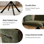Chaise de salle à manger pivotante en bouclette beige/vert avec accoudoirs ouverts, vendue à l'unité ou par lot de 2