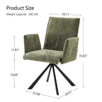 Chaise de salle à manger pivotante en bouclette beige/vert avec accoudoirs ouverts, vendue à l'unité ou par lot de 2