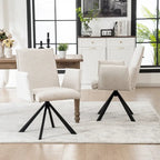 Chaise de salle à manger pivotante en bouclette beige/vert avec accoudoirs ouverts, vendue à l'unité ou par lot de 2