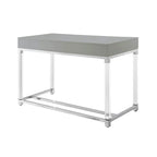Bureau d'écriture en acier et acrylique transparent/doré, transparent/argenté et argenté avec 2 tiroirs, 1 personne