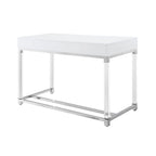 Bureau d'écriture en acier et acrylique transparent/doré, transparent/argenté et argenté avec 2 tiroirs, 1 personne