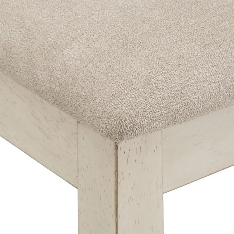 Chaise de salle à manger avec double dossier croisé en tissu sable, coloris blanc antique/noir, lot de 2