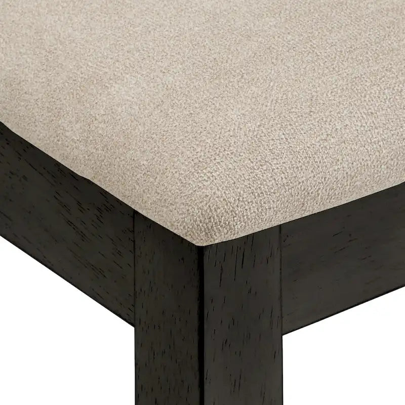 Chaise de salle à manger avec double dossier croisé en tissu sable, coloris blanc antique/noir, lot de 2